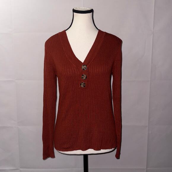 No Boundaries Rib V-neck Button Front Pullover Juniors' size large(11-13) - Picture 1 of 8